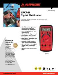 Thumbnail of document Data Sheet - 15XP-B Digital Multimeter VolTect™ Non-Contact Voltage Detection